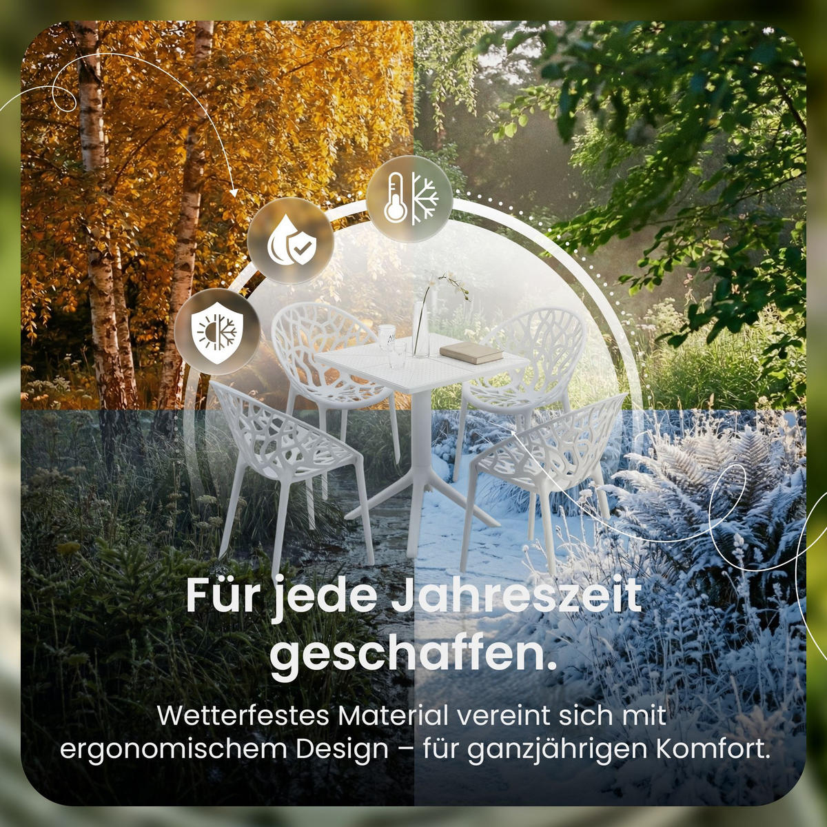 GARTENSITZGRUPPE 4 Kunststoff Weiß - Weiß, Kunststoff - CLP