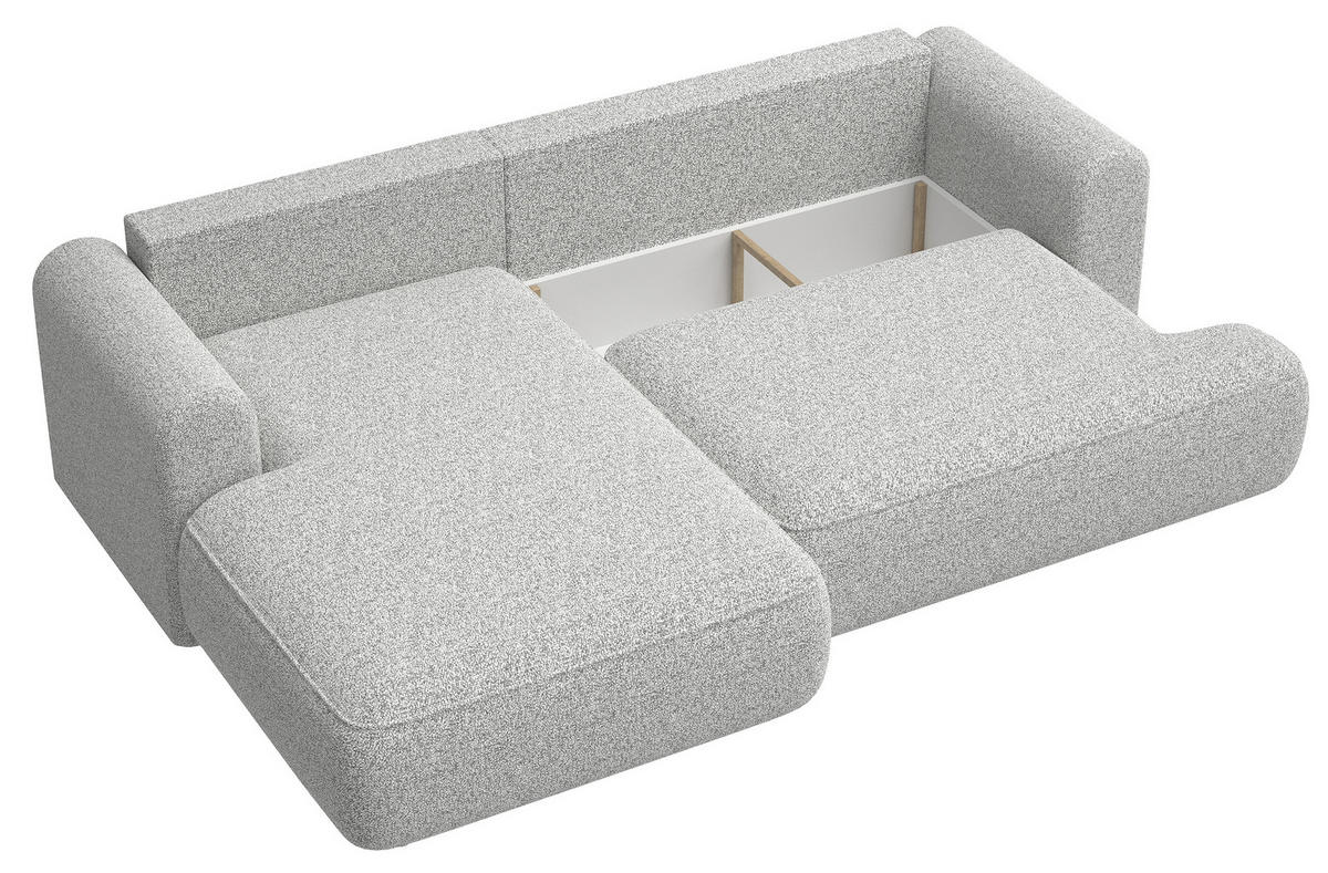 ECKSOFA Ovo Hellgrau Webstoff-Bezug - Hellgrau/Schwarz, Kunststoff/Textil (260/165cm) - Selsey