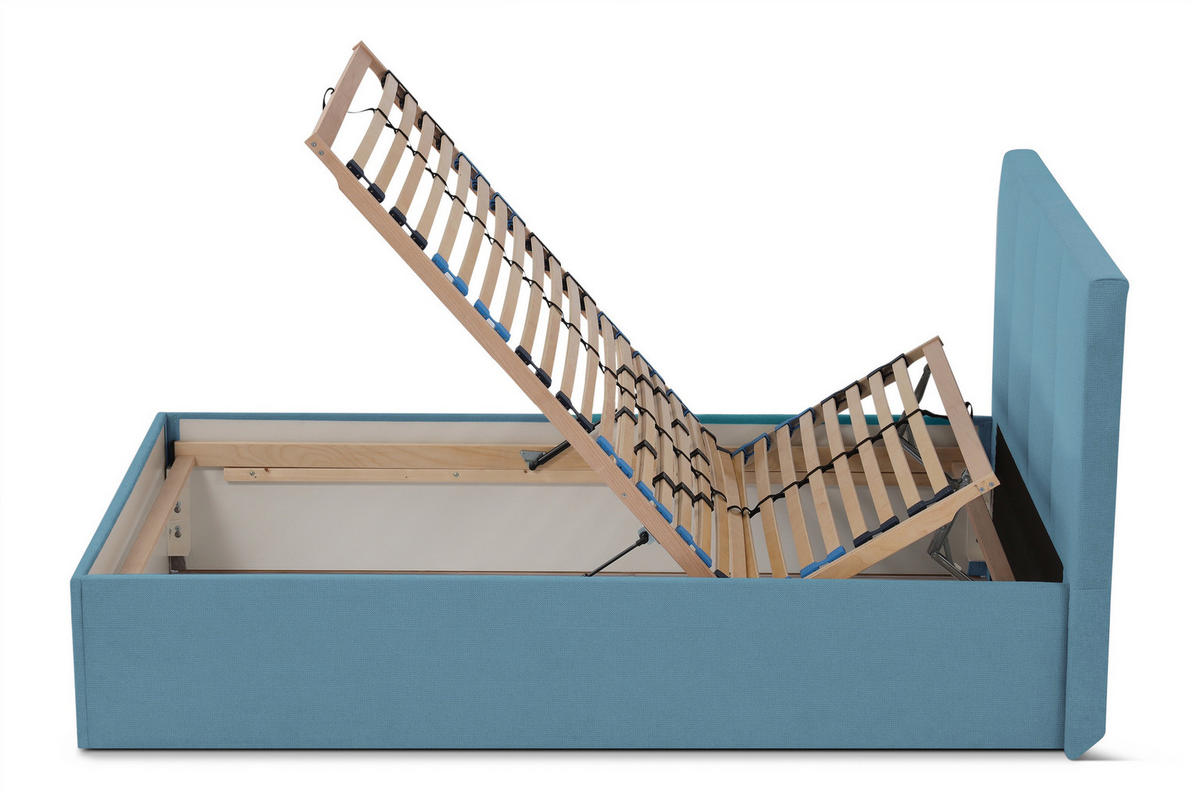 POLSTERBETT Dalas Blau 120 x 200 x 40 cm Bettkasten Mit hochwertiger Matratze H3 (bis 120 kg) und Lattenrost - Blau, Holz (120/200cm) - Halmon Schlafkomfort Betten 