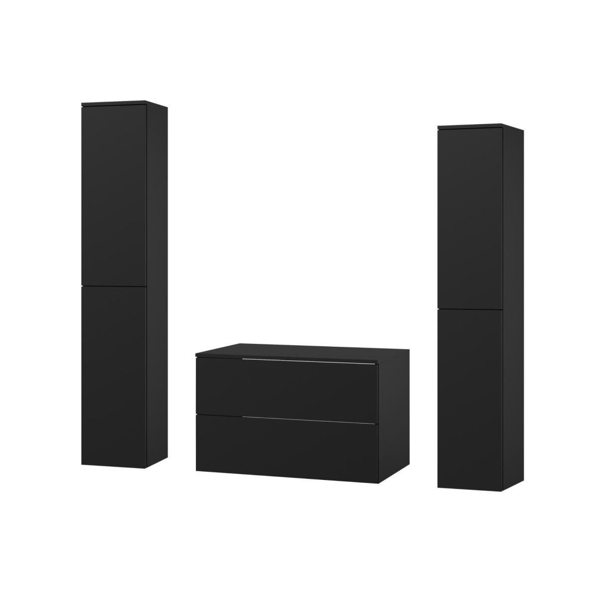 BADMÖBEL-SET Color Schwarz 3-Teilig (2S 80 + 2D 160 X2) - Schwarz, Holzwerkstoff (140/160/45cm) - mzm24