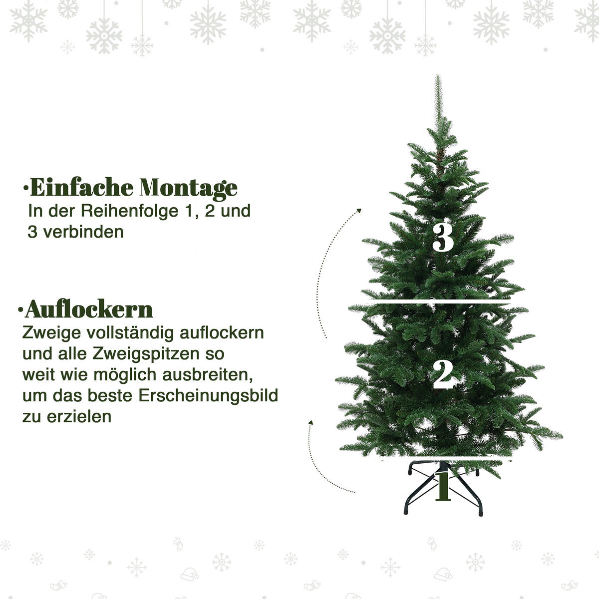 KÜNSTLICHER Weihnachtsbaum 150 cm mit 769 PE-/PVC-Spitzen, Tannen-Optik - Grün, Kunststoff (150cm) - Hometopia