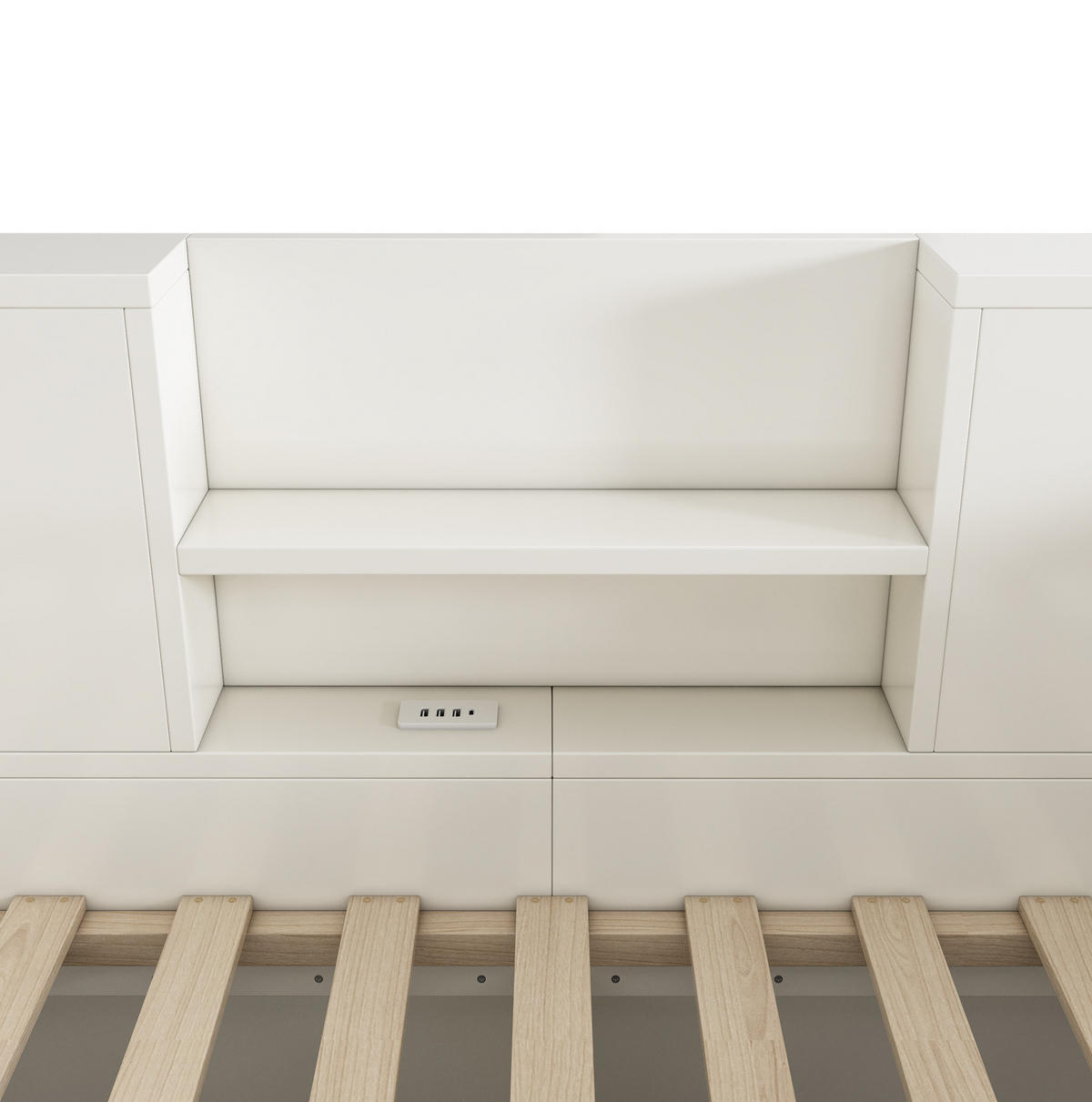POLSTERBETT 140x190 cm in Weiß mit USB/Typ-C-Ladestation & Stauraum - Weiß, Holzwerkstoff (140/190cm) - Modfu