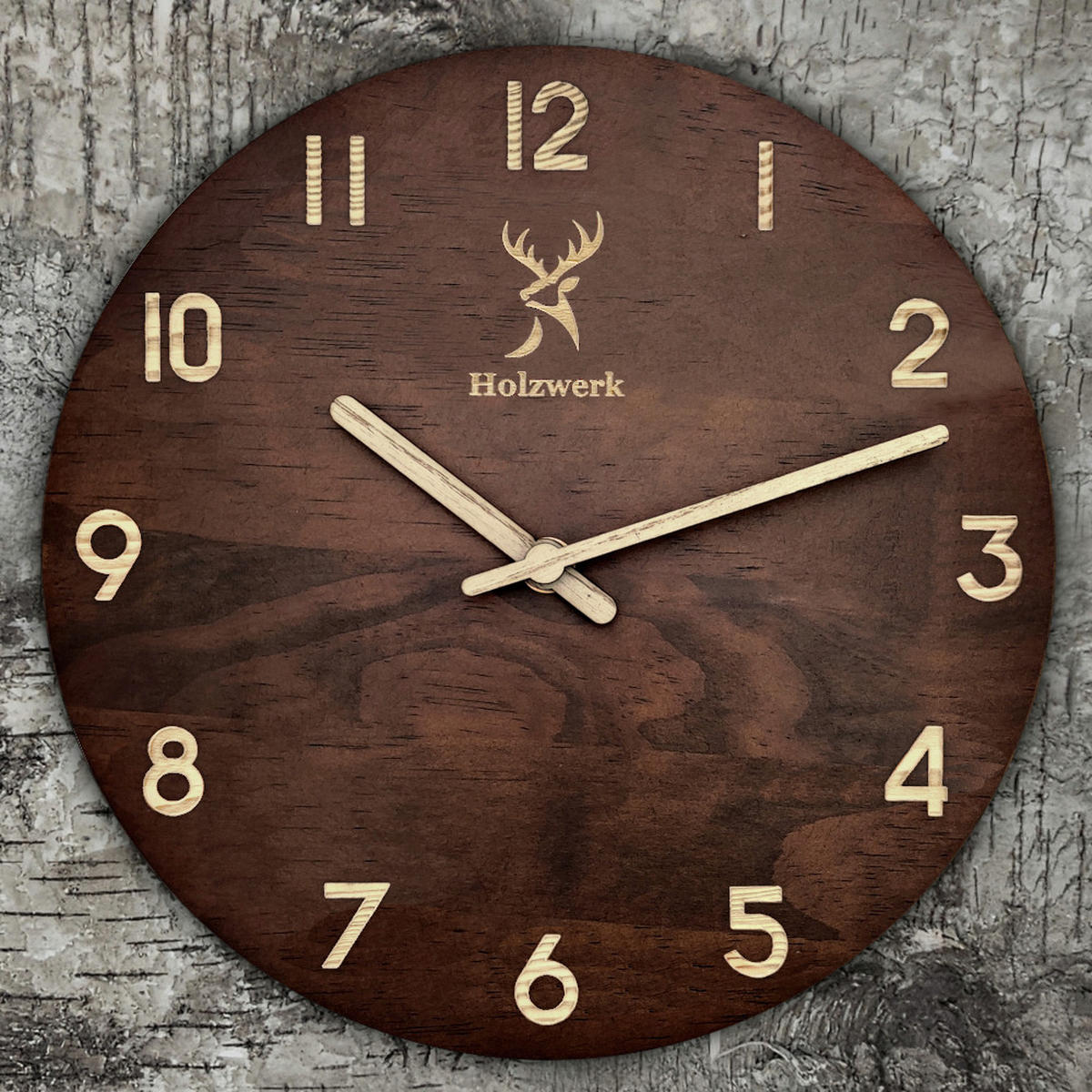 WANDUHR Holz Designer WINTERBERG Loft Wand Uhr, braun - Beige/Braun, Holz (25/25/2.2cm) - Holzwerk