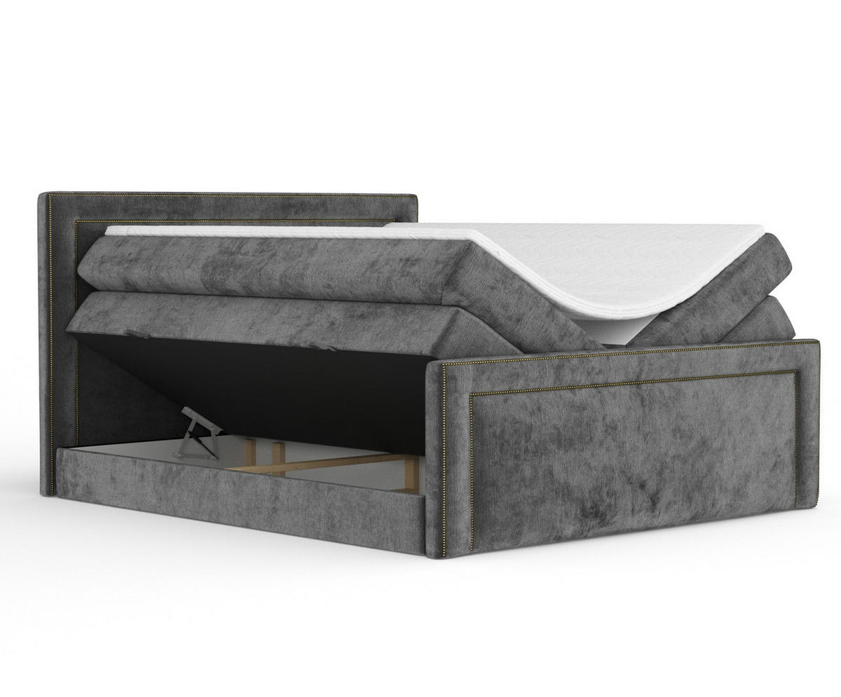 BOXSPRINGBETT Luxora Anthrazit 140/200 cm - Anthrazit/Schwarz, Holz/Holzwerkstoff (140/200cm) - Maison de Reve