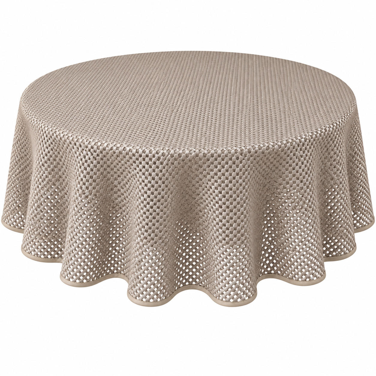 TISCHDECKE Gartentischdecke Karo Beige 160 cm rund - Beige, Kunststoff (160cm) - TiborTex