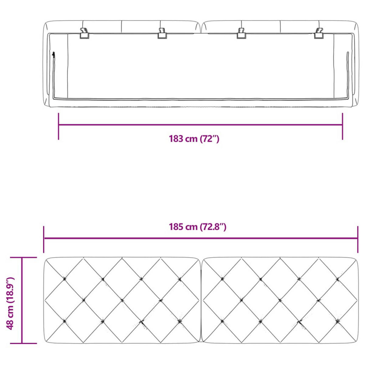 KOPFTEIL-KISSEN Dunkelgrau 180 Cm Samt - Grau, Naturmaterialien - vidaXL