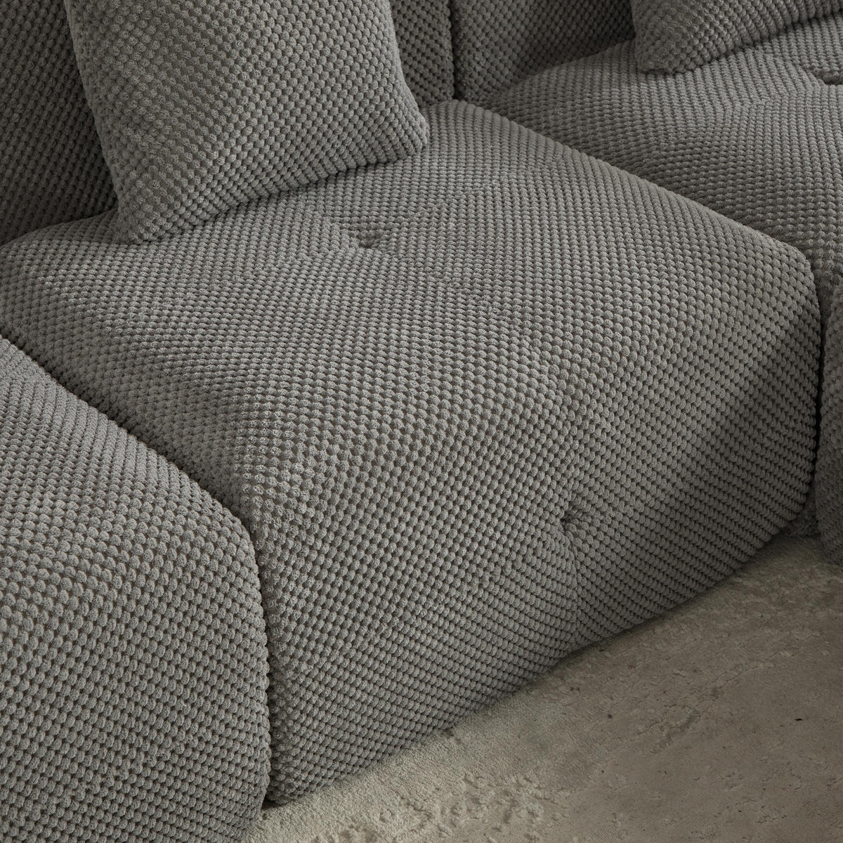 ECKSOFA Chenille Grau mit Kissen - Grau, Textil (266/176cm) - WISHDOR