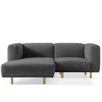 ECKSOFA-LINKS FOSERO, Bouclé - Dunkelgrau/Buchefarben, Holz/Holzwerkstoff (204/155cm) - KONSIMO®