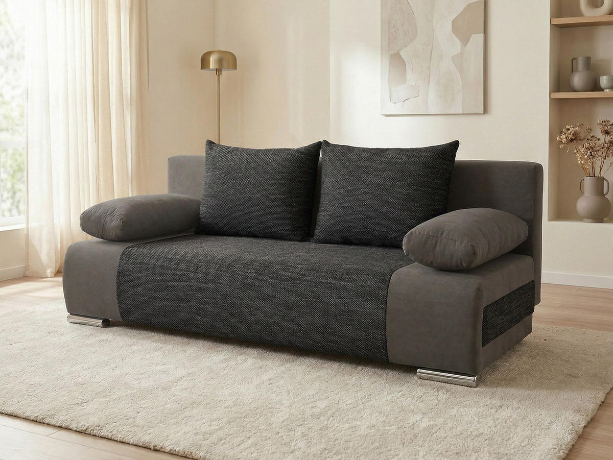 SCHLAFSOFA Naki - Silberfarben/Schwarz, Holz/Kunststoff (200/85/85cm)