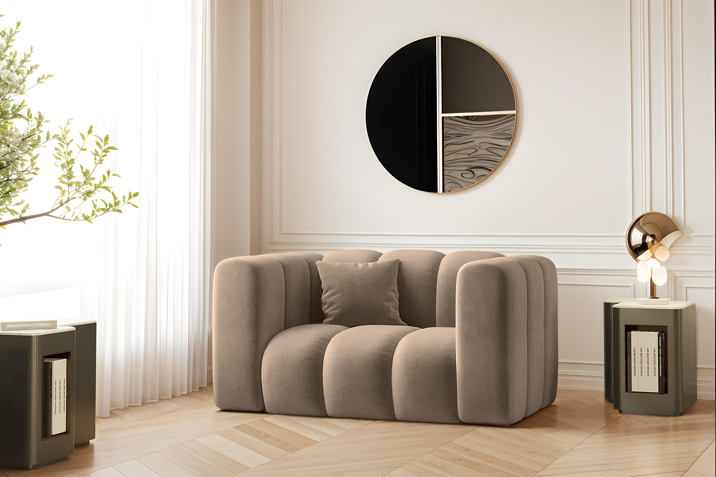 Thumbnail - Kaiser Möbel Sessel, Cappuccino, Holz, 1-Sitzer, 137x70x89 cm, Wohnzimmer, Sessel, Polstersessel