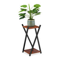 BLUMENSTÄNDER - Schwarz/Braun, Holzwerkstoff/Metall (29/57/29cm) - Relaxdays