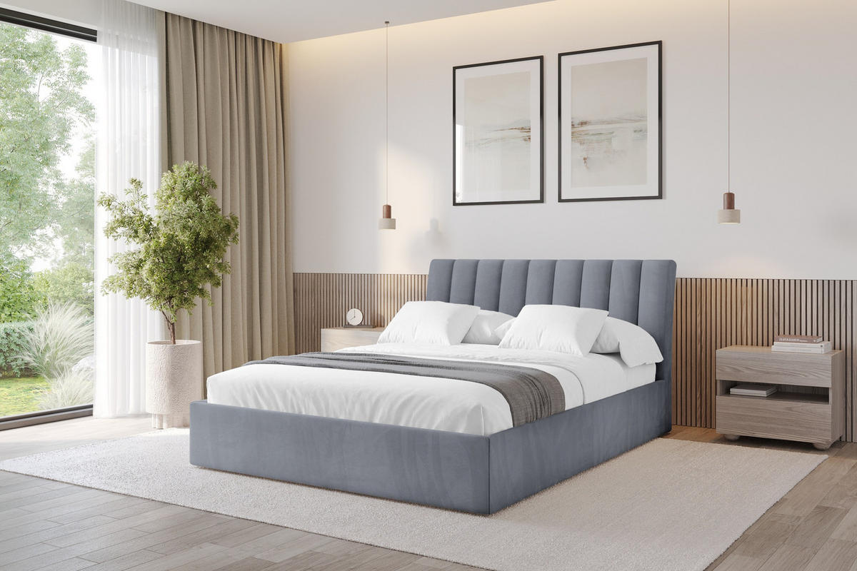 POLSTERBETT mit Bettkasten und Lattenrost, Boxbett ohne Matratze - ILAN 180x200 Grau - Grau, Holzwerkstoff/Textil (180/200cm) - ALTDECOR