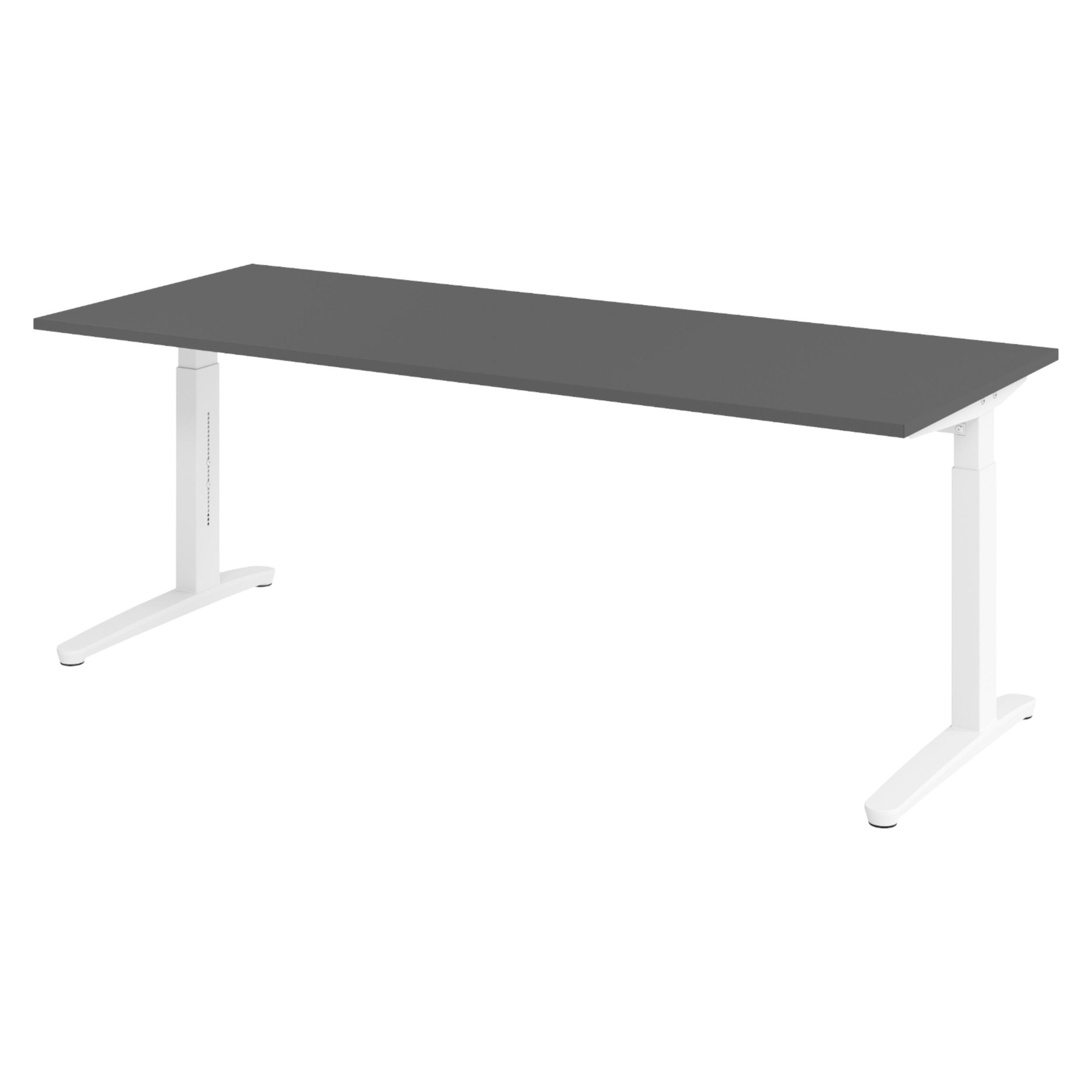 bümö Schreibtisch Graphit, Weiß 200x74x80 cm