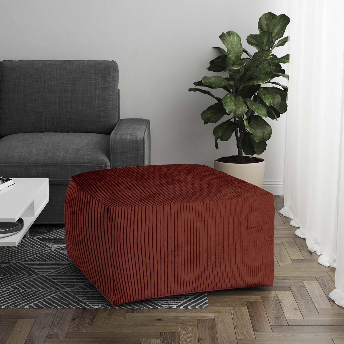 SITZSACK COMFORT Fired Brick - Rot/Dunkelrot, Textil (70/40/70cm) - Dreamroots