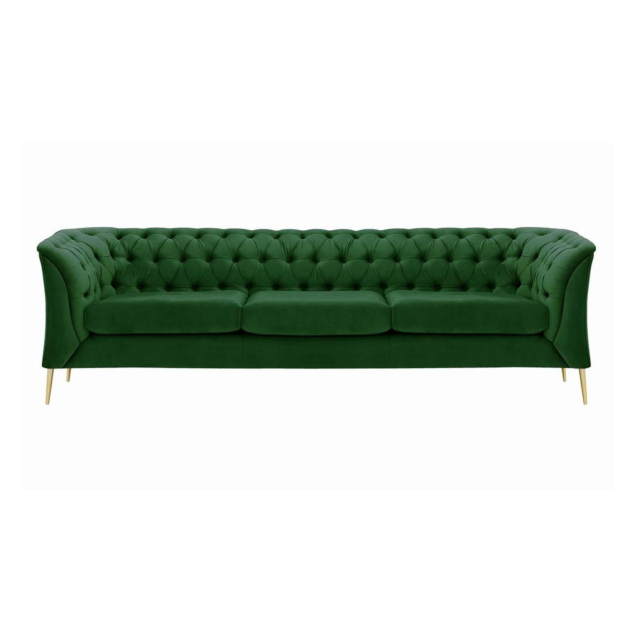 DREISITZER-SOFA Chesterfield Modern-Velluto 10 - Grün, Holz/Textil (248/74/80cm)