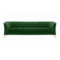 DREISITZER-SOFA Chesterfield Modern-Velluto 10 - Grün, Holz/Textil (248/74/80cm)