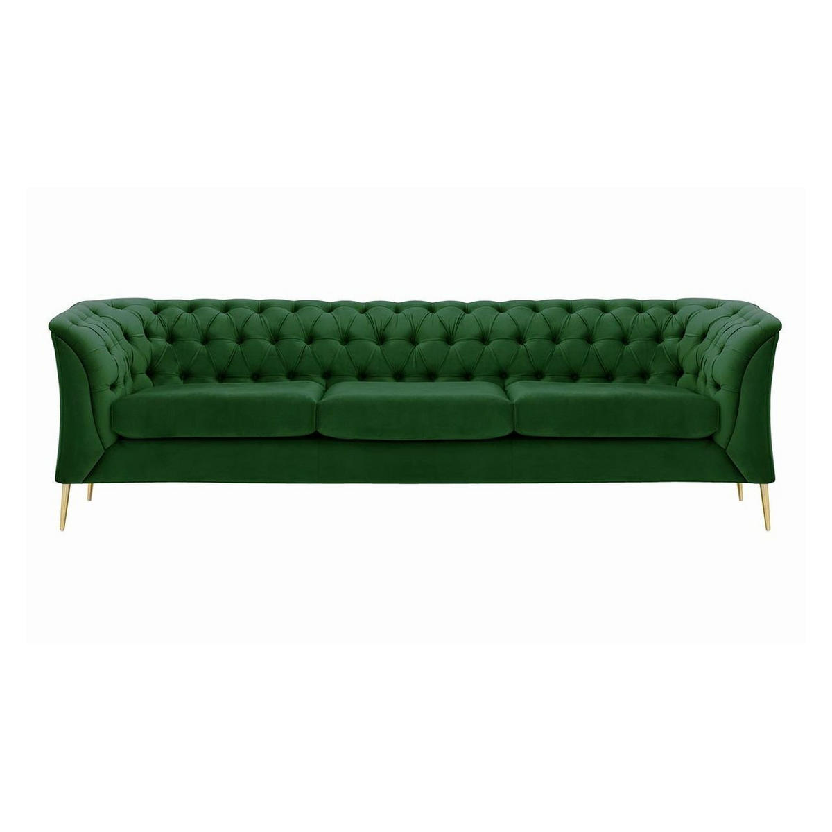 DREISITZER-SOFA Chesterfield Modern-Velluto 10 - Grün, Holz/Textil (248/74/80cm)