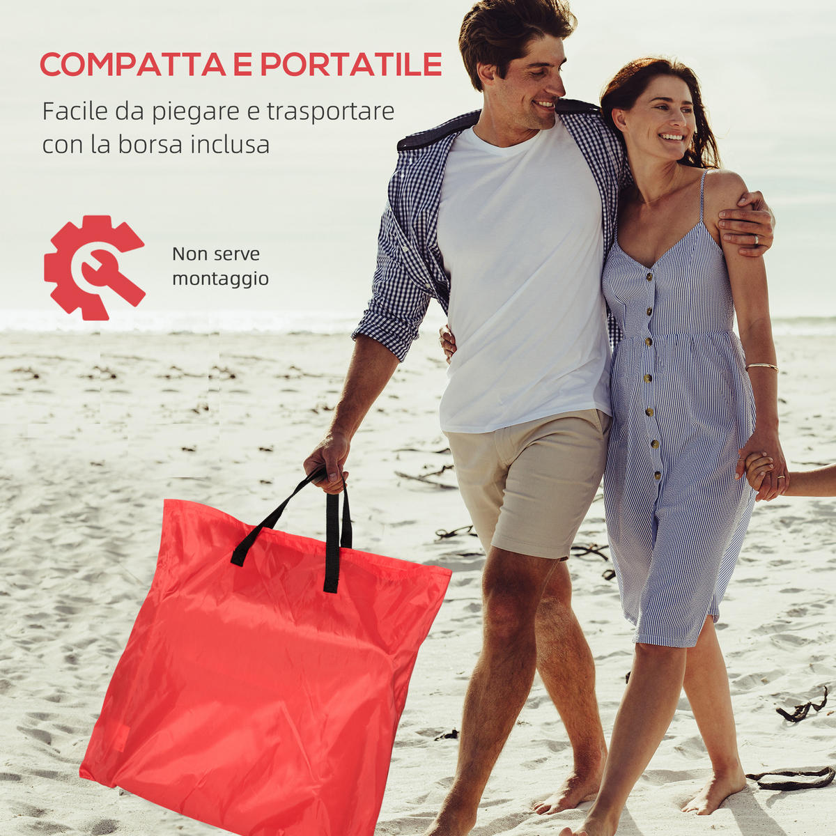 KLAPPSTRANDLIEGE, 2er-Set, Rojo, 5-fach verstellbare Lehne mit Tasche - Rot, Metall (124/45/53cm) - Vallsero