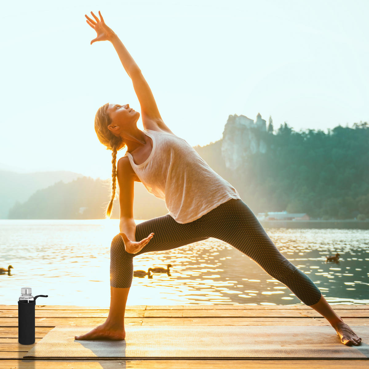 6XTRINKFLASCHE - Multicolor, Glas/Kunststoff (0.5L) - Relaxdays