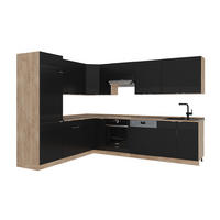 ROHOVÁ KUCHYNĚ Fame-Line, černé pruhy/dub Goldkraft, 227 x 287 cm, dub AP - černá, kompozitní dřevo (227/81.6/60cm) - Vicco