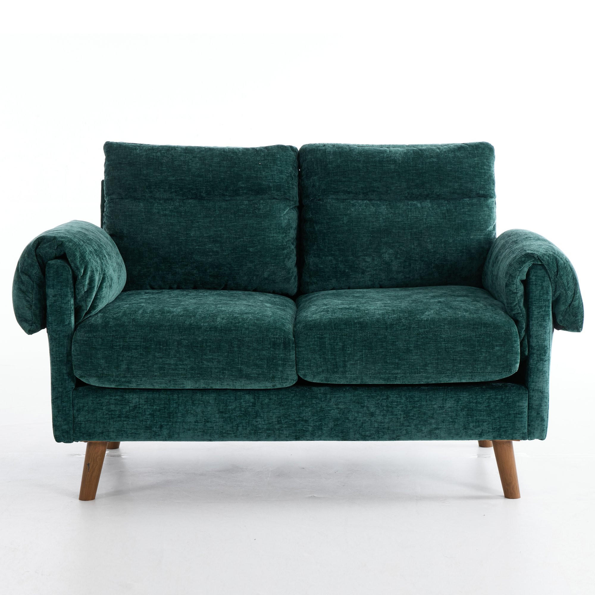 2-SITZER SOFA Chenille Grün - Grün, Holzwerkstoff/Textil (70/85/124cm) - WISHDOR