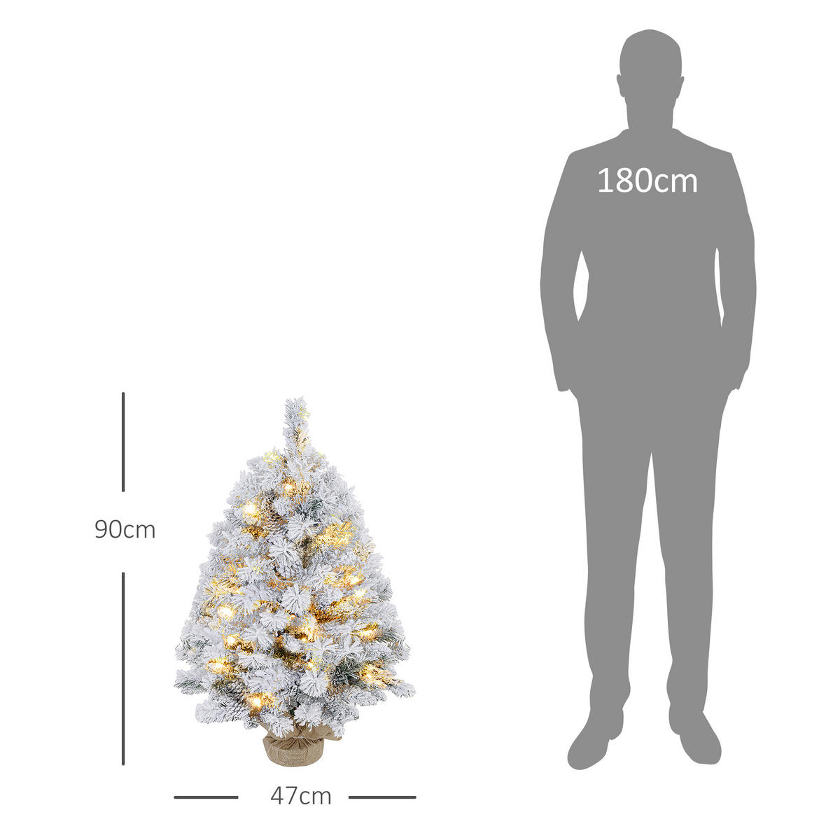 KÜNSTLICHER Weihnachtsbaum, 92 cm Christbaum mit 133 Spitzen LED-Lichterketten - Grün, Kunststoff/Metall (92cm) - HOMCOM
