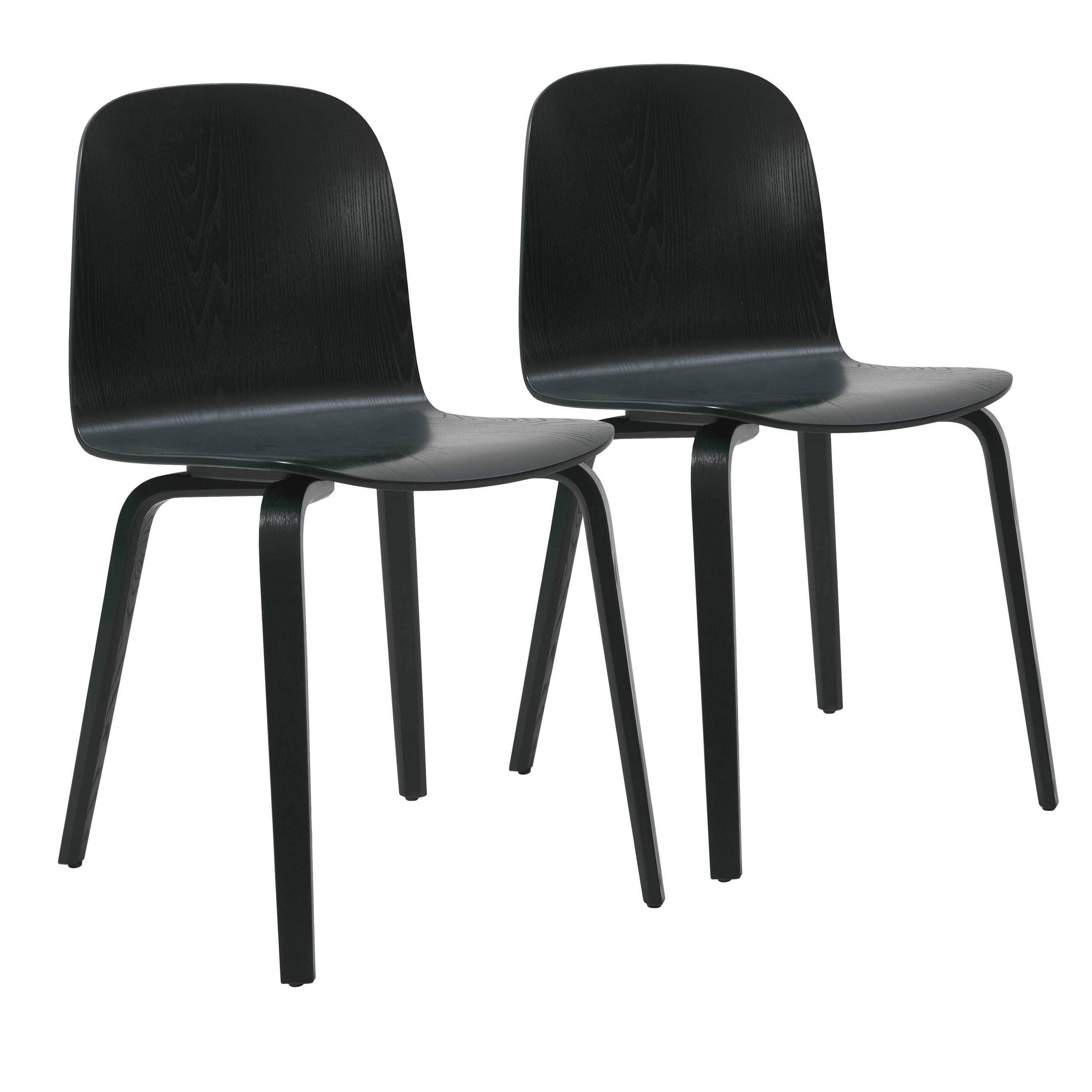 STÜHLE 2-tlg., Schwarz - Schwarz, Holz (46/80/54cm) - Oviala