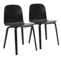 STÜHLE 2-tlg., Schwarz - Schwarz, Holz (46/80/54cm) - Oviala