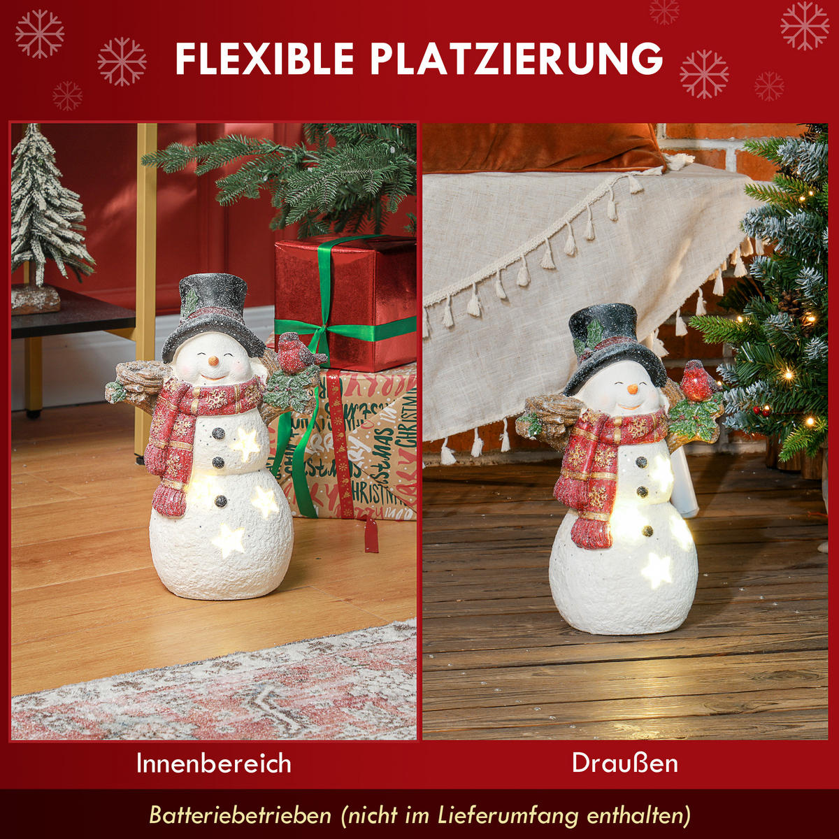 WEIHNACHTSFIGUR - Rot/Weiß, Kunststoff (15.5/38/25cm) - HOMCOM