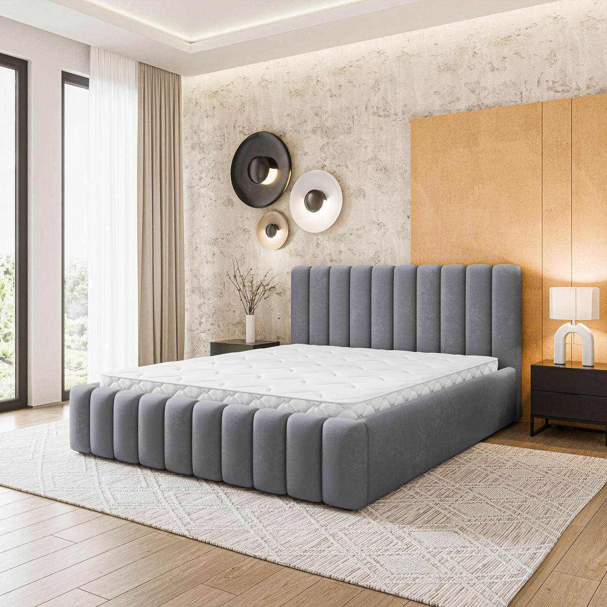 ČALOUNĚNÁ Postel DINESE 120x200 cm Šedá - šedá, kompozitní dřevo/textil (120/200cm) - MASSENO