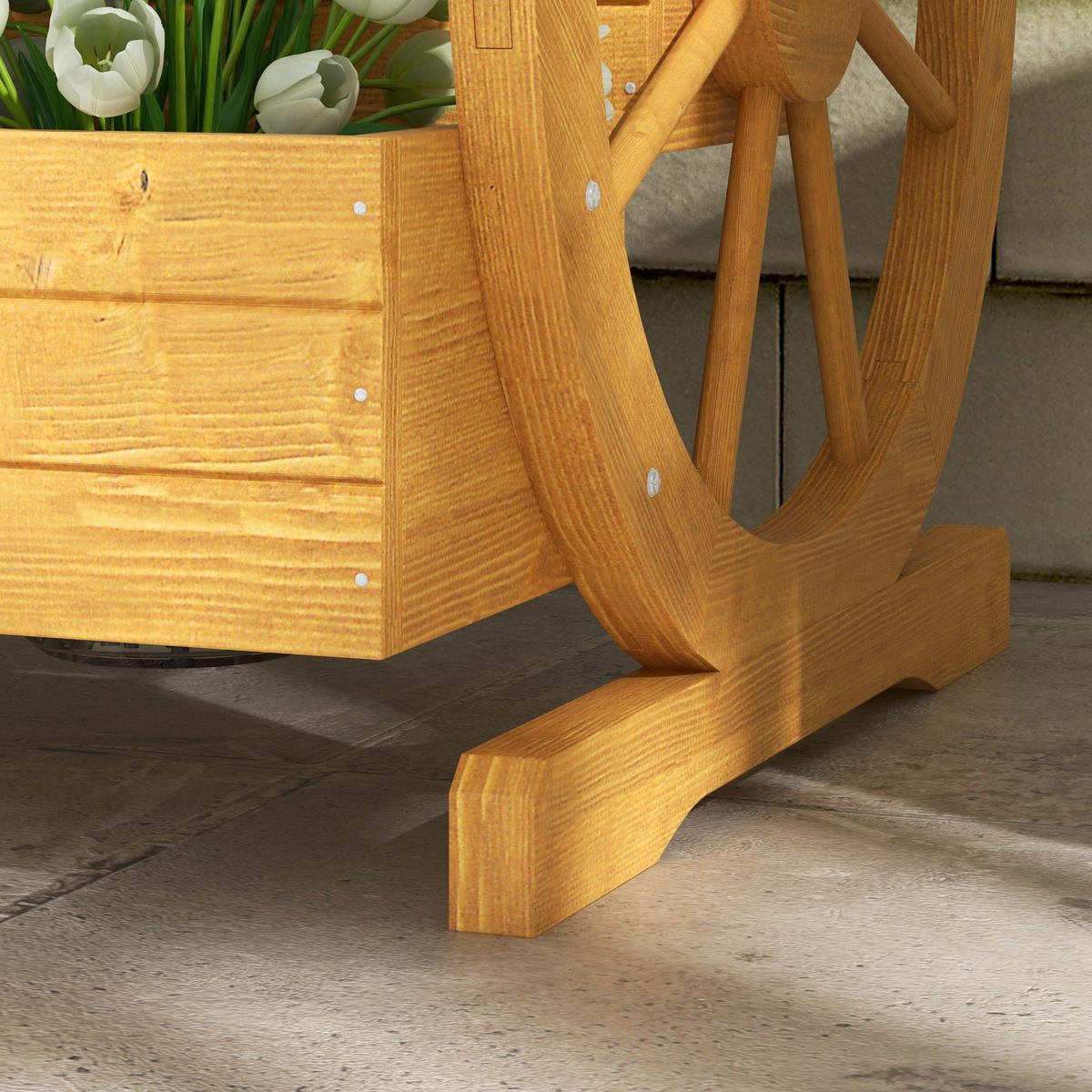 HOCHBEET DE-05278 3 Etagen mit Wagenrad-Dekor Natur - Teakfarben, Holz (61/57/62cm) - ComfortXL