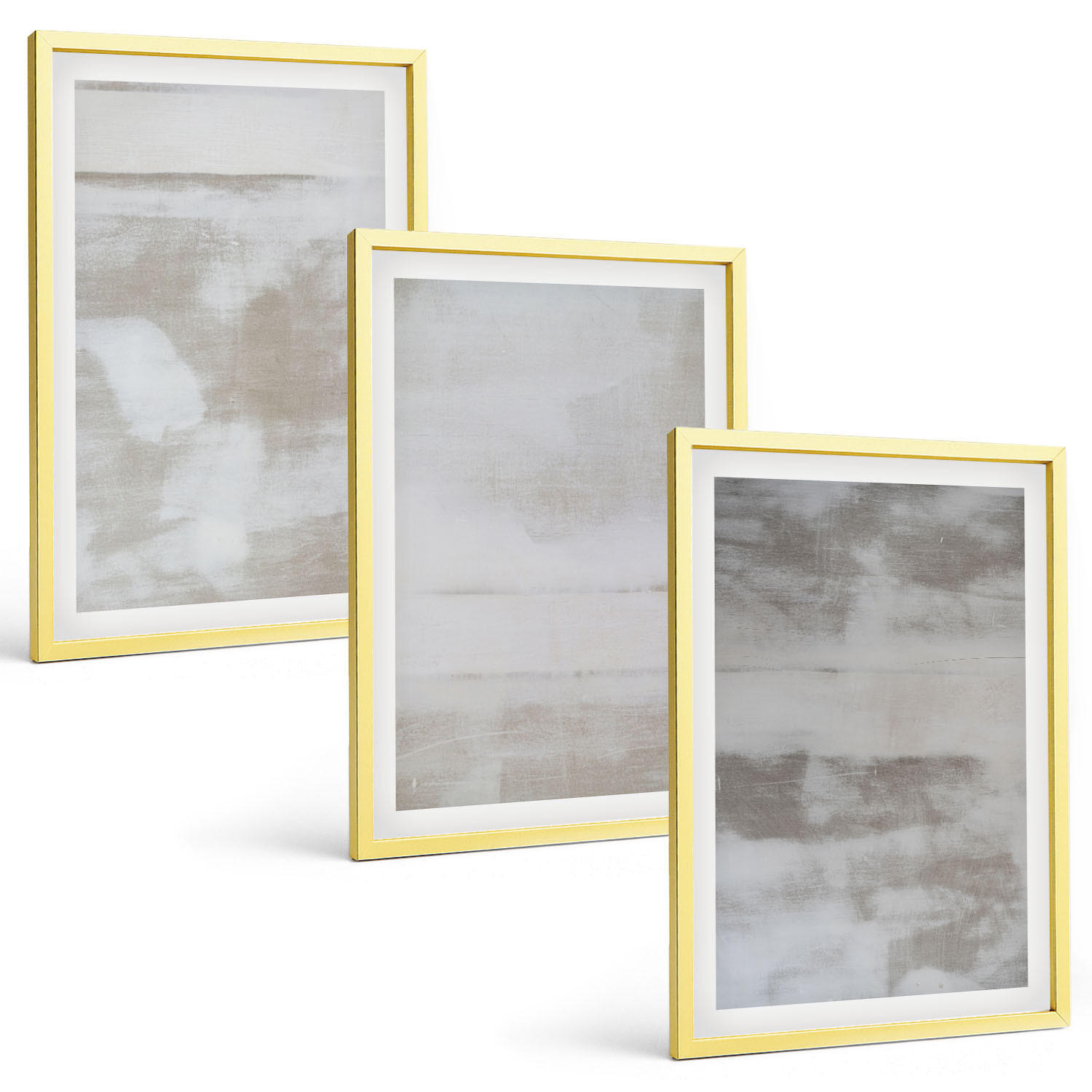 BILDER SET 3er Set - 40x60 cm Goldrahmen - Moderne, Used-Look-Texturen - Goldfarben, Kunststoff (40/60cm) - TULUP