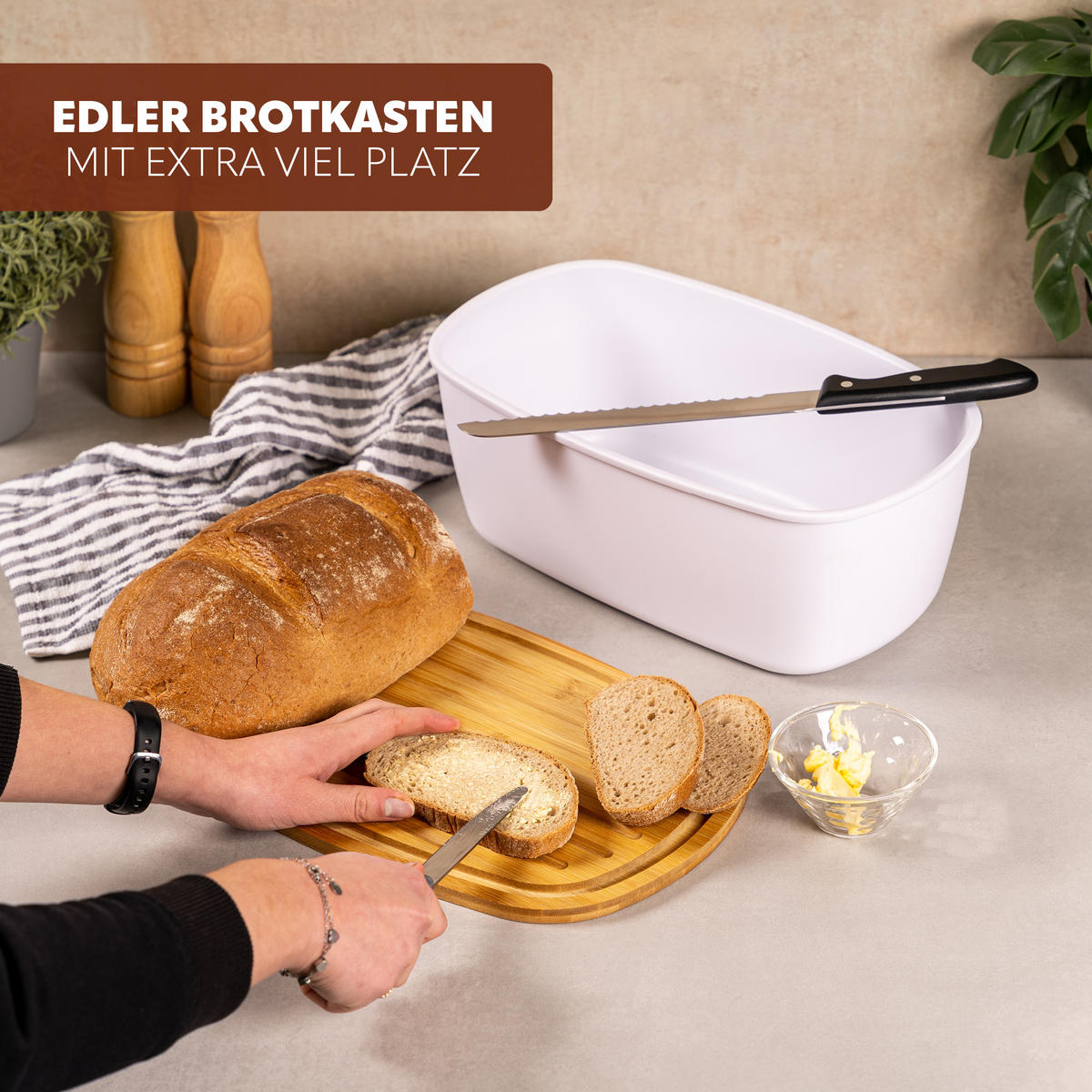 BROTKASTEN, weiß - Weiß, Kunststoff (22.5/13.5/37cm) - bremermann