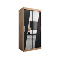 SCHWEBETÜRENSCHRANK 200/100/62 2-türig - Silberfarben/Schwarz, Holz/Kunststoff (100/200/62cm) - Abiks Möbel