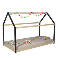 HAUSBETT PANDA mit Lattenrost / Kinderbett 90x190 cm - Naturholz und Schwarz - Multicolor, Holz (90/190cm) - Weber Industries