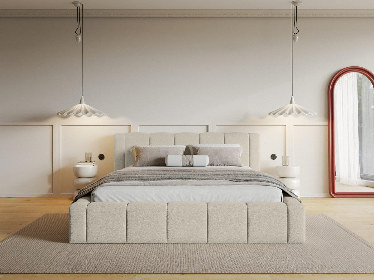 POLSTERBETT Nedi 200x200 cm, Beige - Beige, Textil (200/200cm) - Fedve