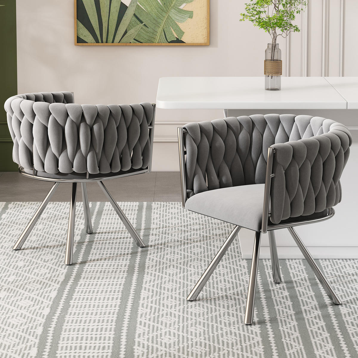 ESSZIMMERSTUHL 4er-Set Grau mit 360°-Drehfunktion - Grau, Textil (59/72/54cm) - MIVRAY