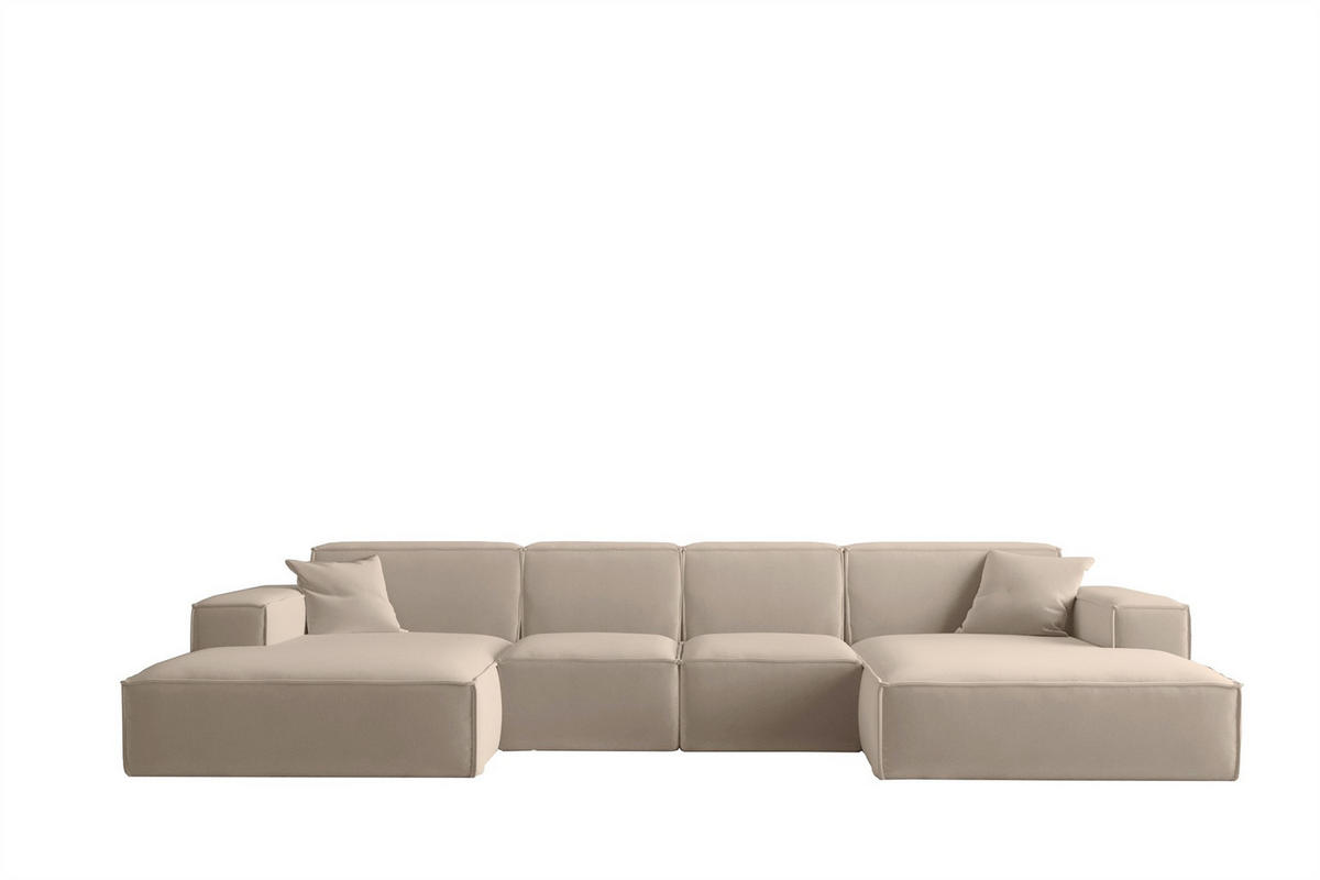 WOHNLANDSCHAFT Celes Premium Xs Opera - Sandfarben, Holzwerkstoff/Textil (342/73/165cm) - Fun Möbel