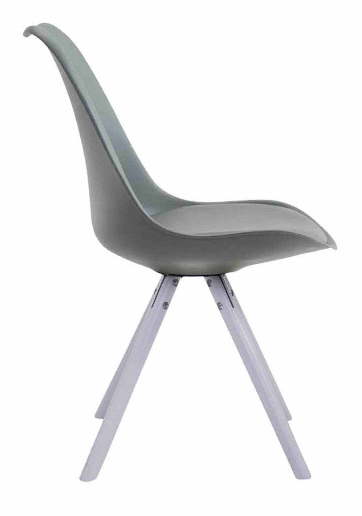 STUHL 4er Set Lederlook grau - Weiß/Grau, Holz/Textil (48/83/56cm) - CLP