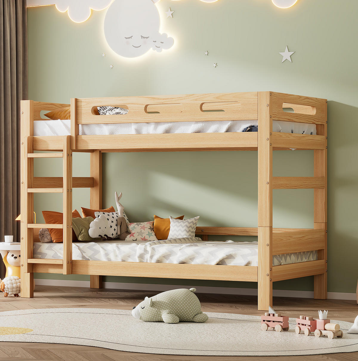 ETAGENBETT 90/200 cm Natur Kiefernholz mit Trennungsmöglichkeit - Naturfarben, Holz (90/200cm) - OKWISH