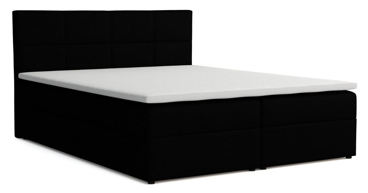 BOXBETT Betty mit Bettkästen und Matratze H2/H3 180 x 200 cm - Schwarz, Holzwerkstoff (180/200cm) - VENASI MÖBEL