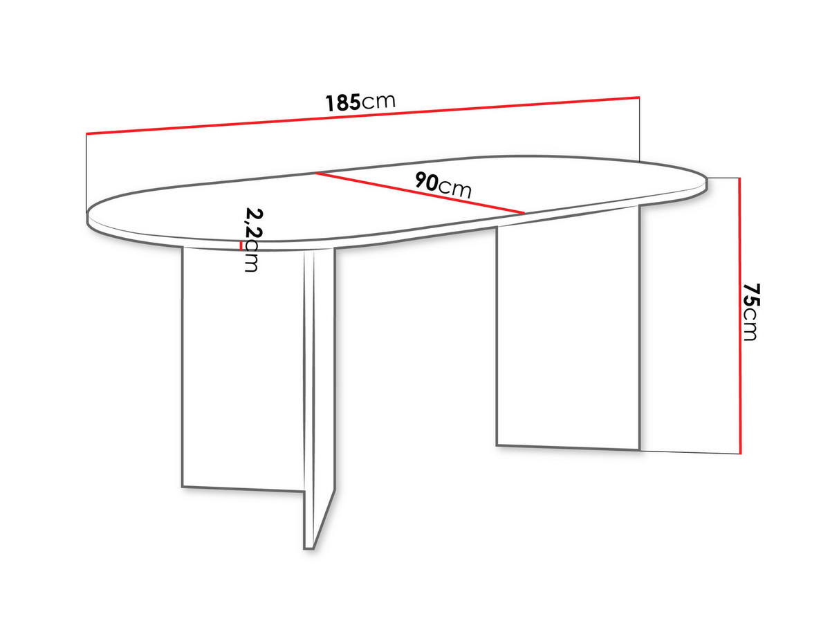 ESSTISCH Gelizo 22 mm - Nussbaumfarben, Holzwerkstoff (90/185/75cm) - MIRJAN24