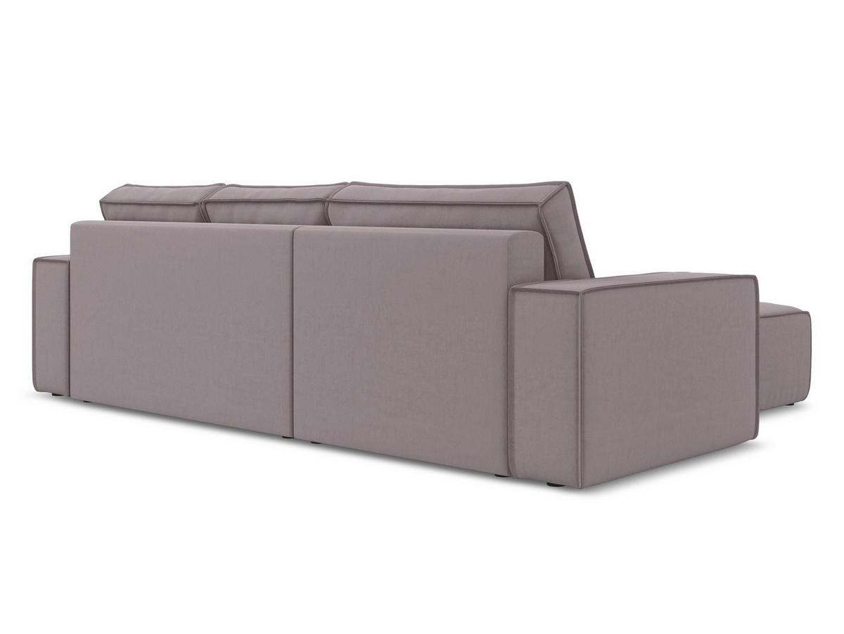 ECKSOFA mit Schlaffunktion Samt Stoff Violett - Lila/Flieder, Kunststoff/Textil (185/290cm) - Makamii