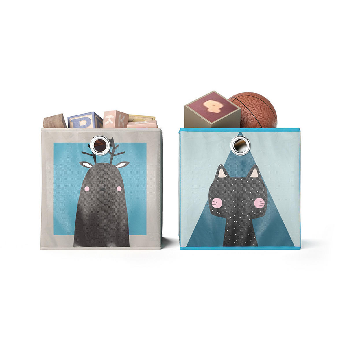 FALTBOX 30 x 30 Grau/Blau 30 x 30 cm 2er Set - Dunkelblau/Grau, Wellpappe (30/30cm) - Vicco