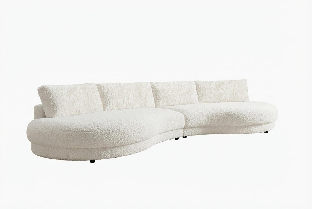 BIG SOFA PADANA Weiß Flachgewebe - Schwarz/Weiß, Kunststoff/Textil (410/86/166cm) - KAWOLA