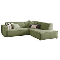 ECKSOFA SAMU Grün Cord - Schwarz/Grün, Textil (254/224cm) - KAWOLA