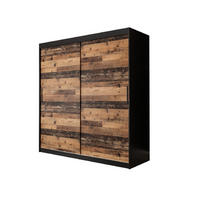 SCHWEBETÜRENSCHRANK 200/180/62 2-türig - Eichefarben/Schwarz, Holz/Kunststoff (180/200/62cm) - MÖBEL KRYSPOL