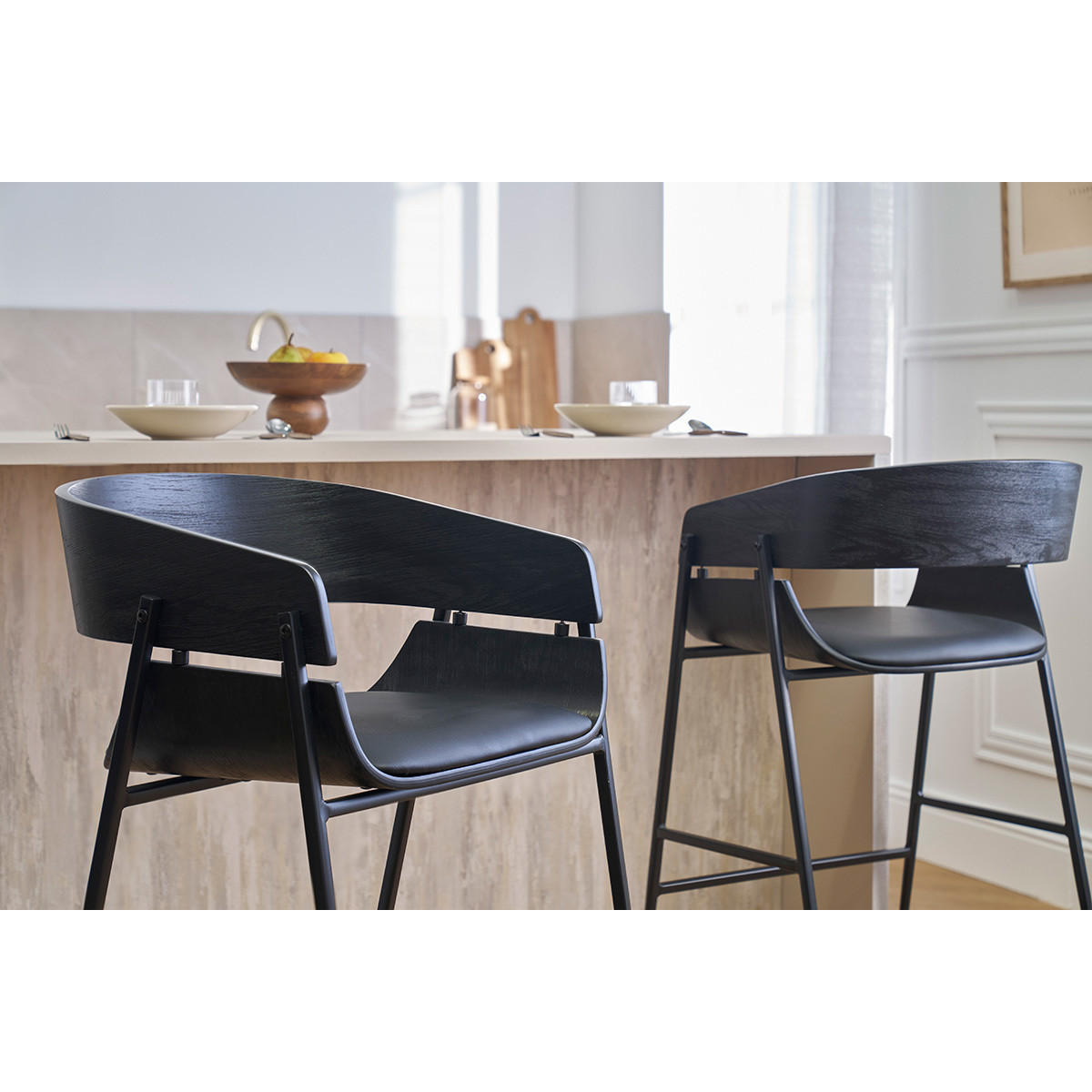 BARHOCKER Designer Schwarz 2er-Set WESS - Schwarz, Kunststoff (52.5/90.2/54cm) - Miliboo