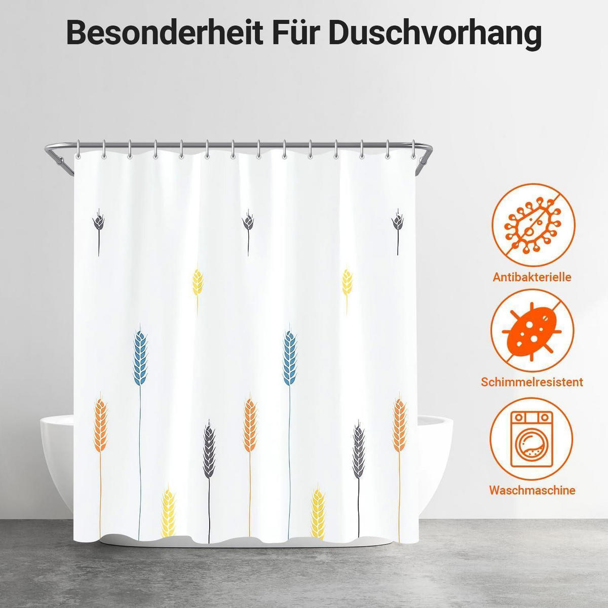 DUSCHVORHANG Bunte Weizenohren 240 x 200 cm - Multicolor, Textil (240/200cm)