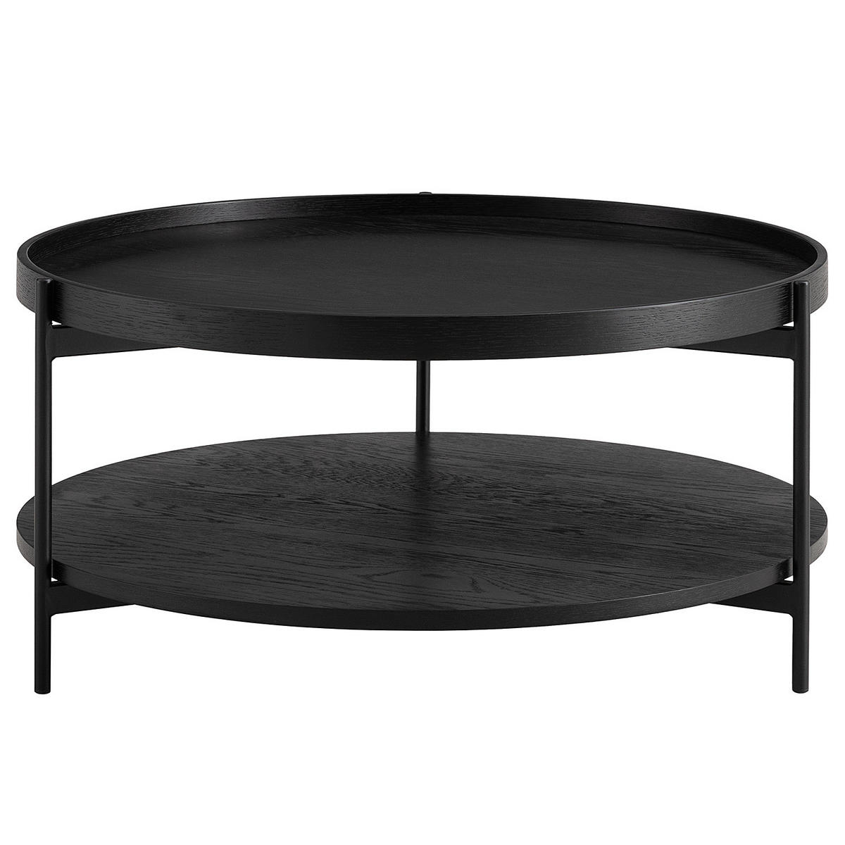 COUCHTISCH - Echtholzfurnier / Metall - Eichefarben/Schwarz, Holzwerkstoff/Metall (82/82/40cm) - home24